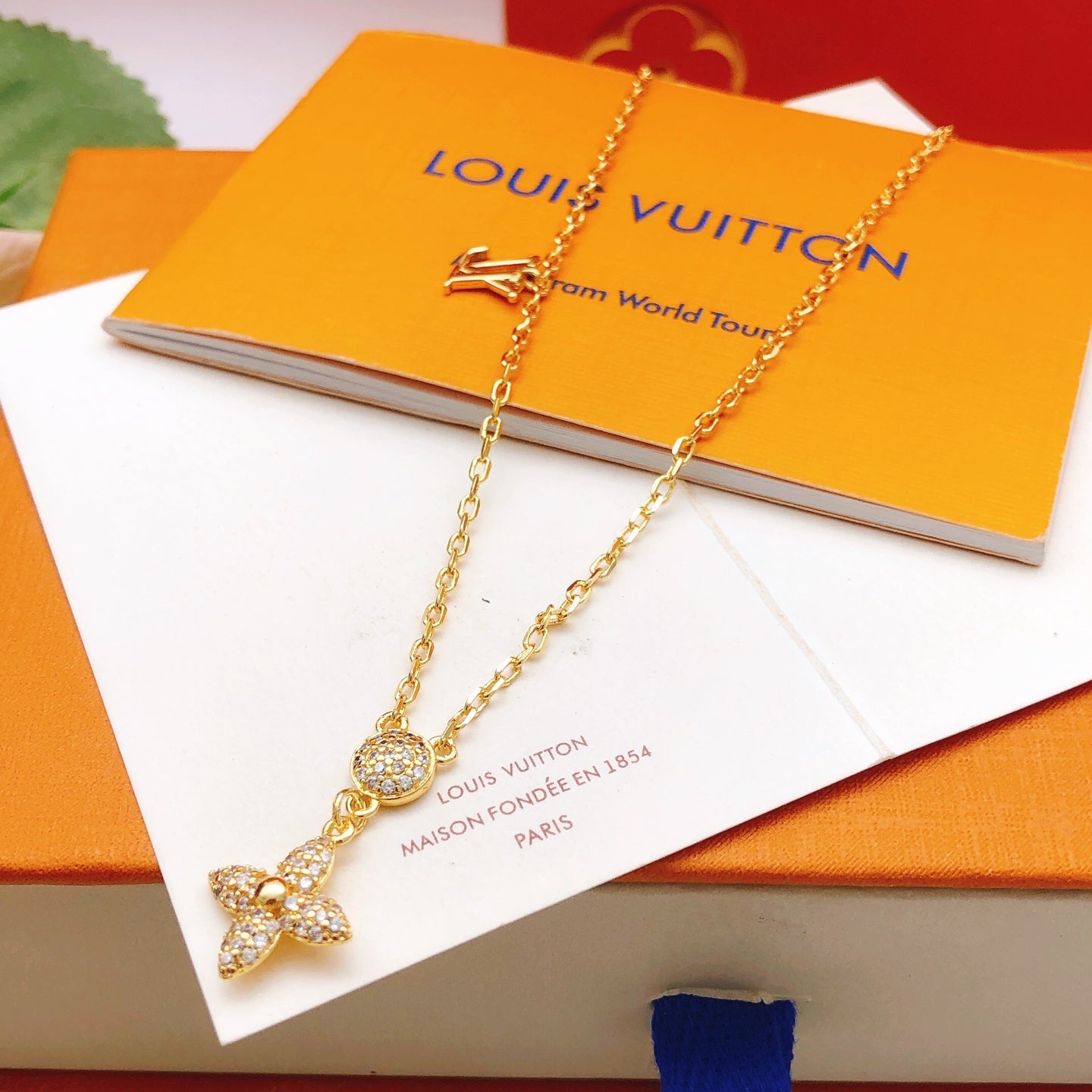 Geometric Emblem Pendant Necklace in Gold-Tone – Design 060 side detail
