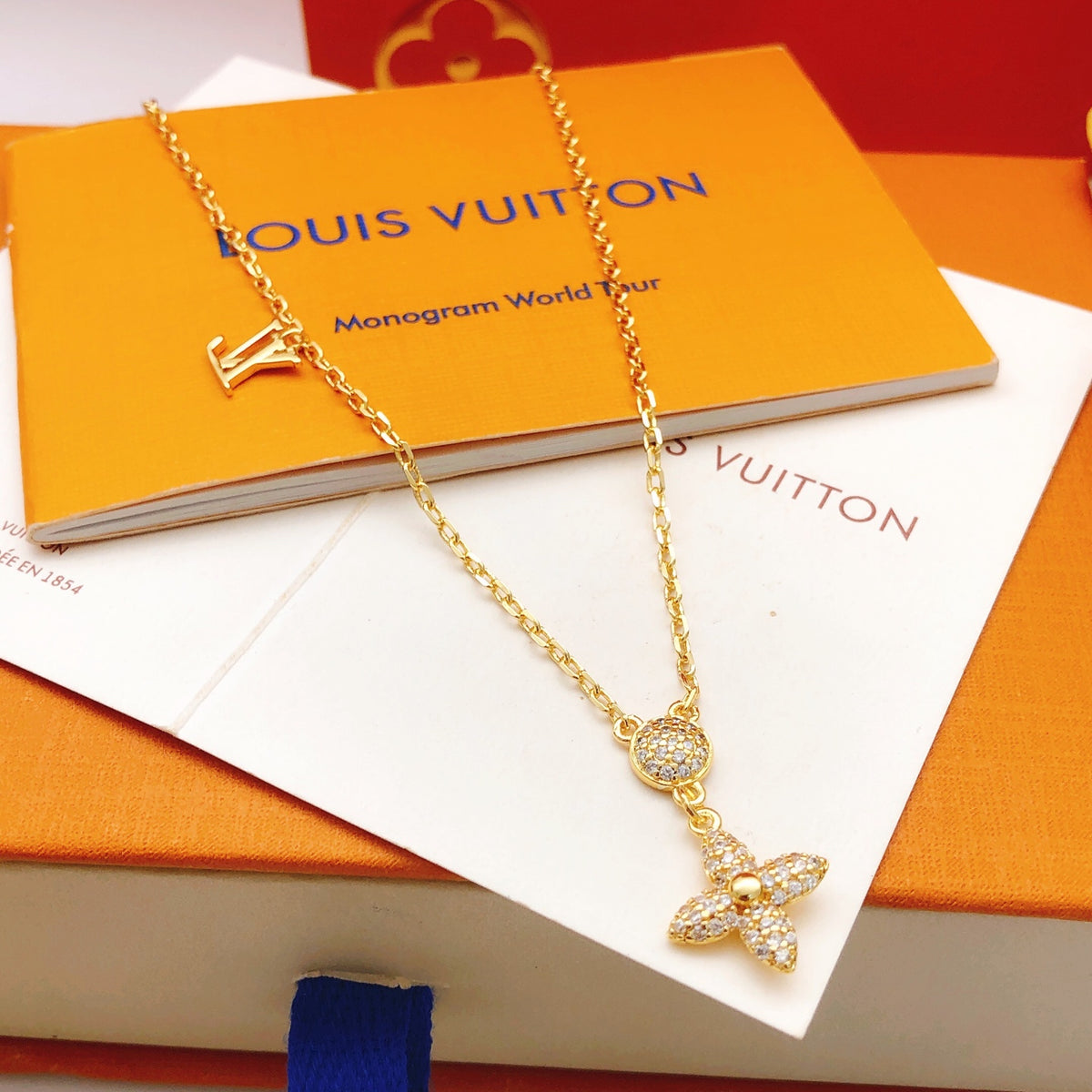 Geometric Emblem Pendant Necklace in Gold-Tone – Design 060 main product view