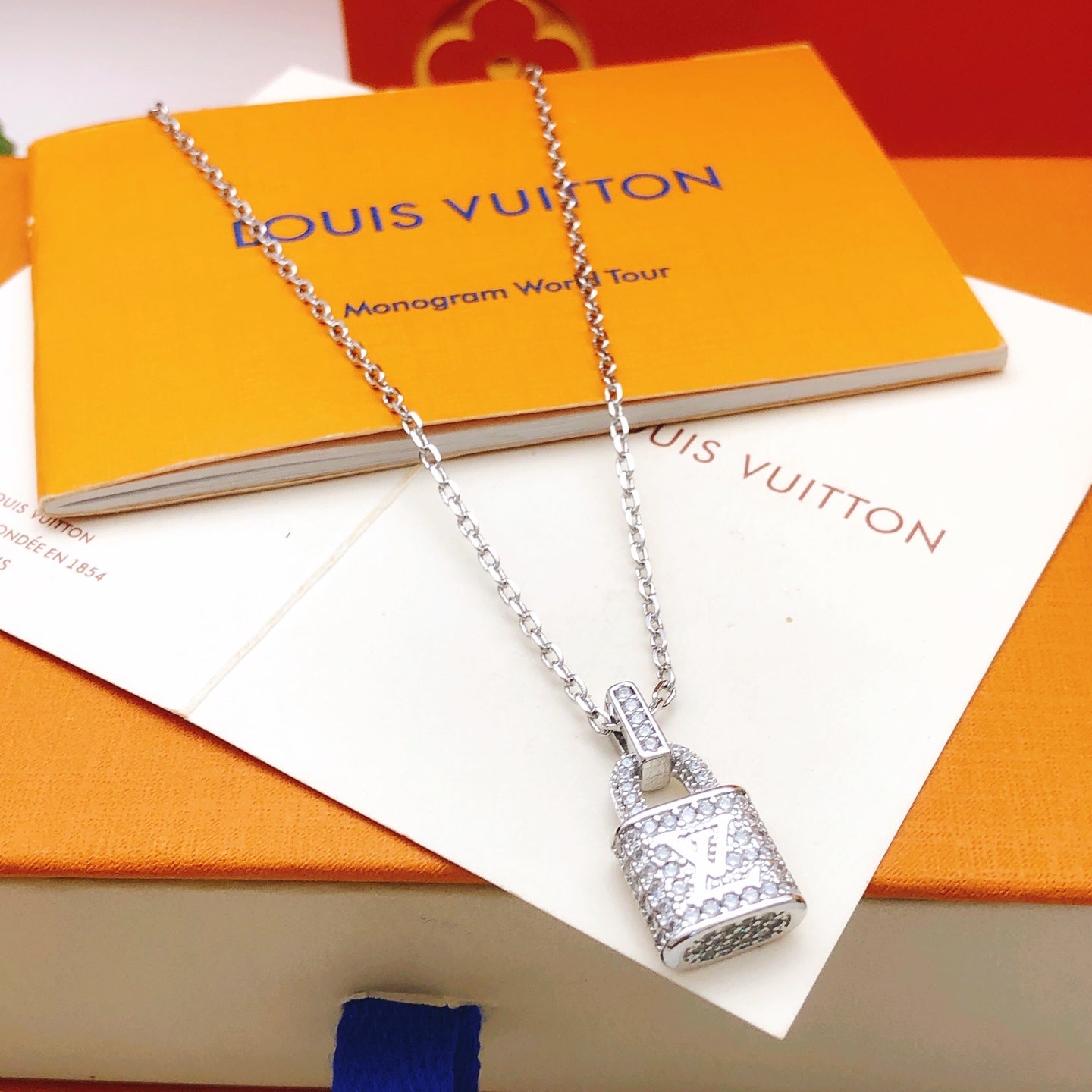 Lock Pendant Necklace in Gold-Tone – Design 009 main product view