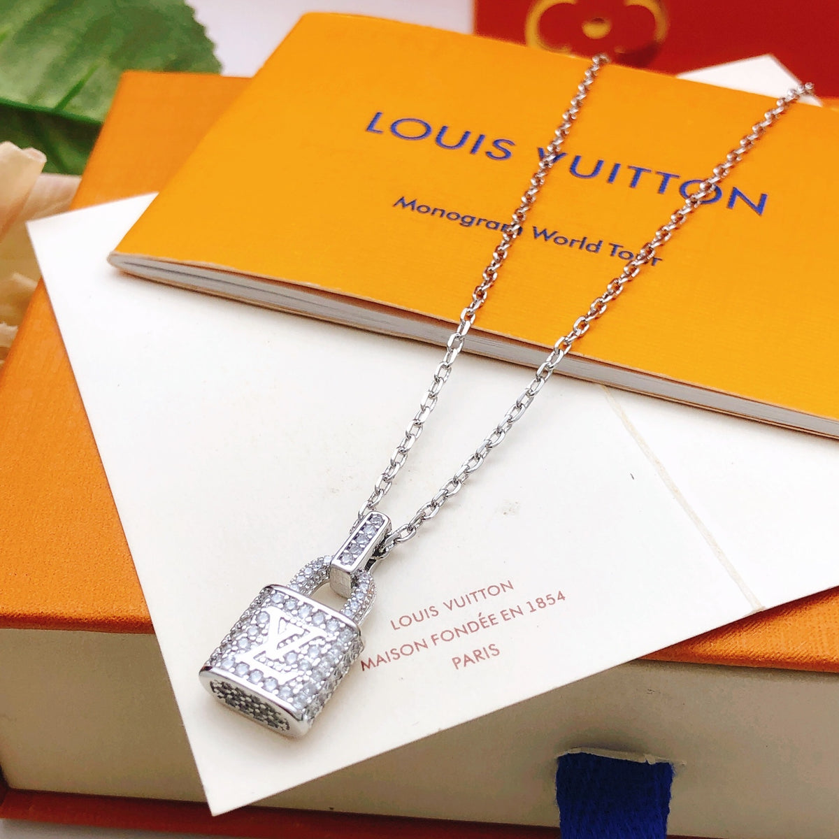Lock Pendant Necklace in Gold-Tone – Design 004 detail view
