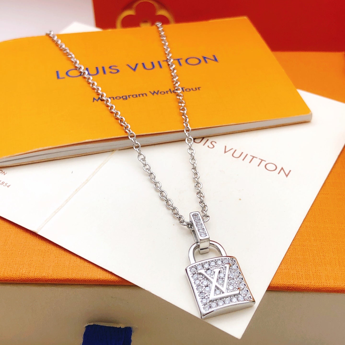 Lock Pendant Necklace in Gold-Tone – Design 003 main product view