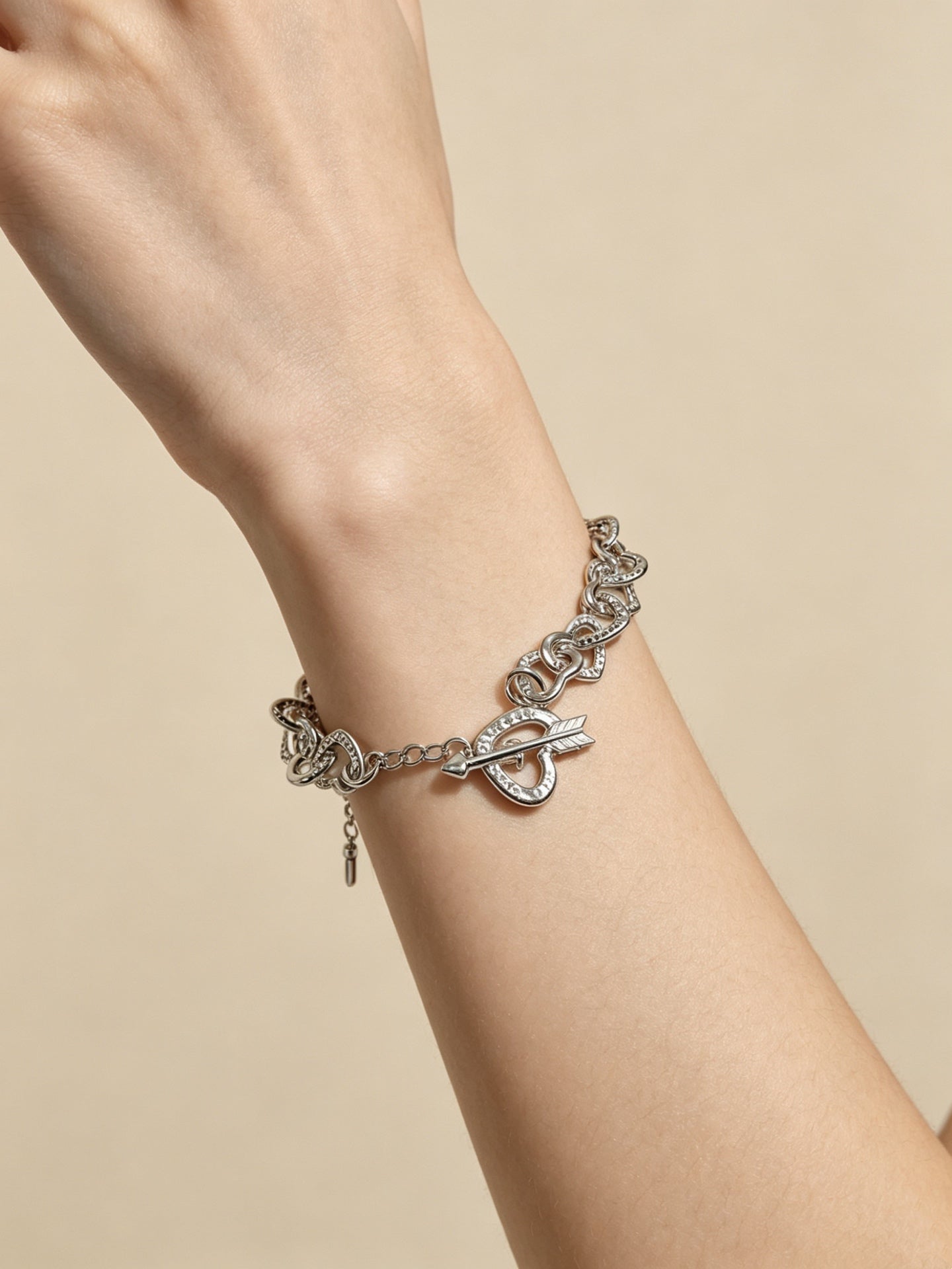 Signature Motif Bracelet in Silver-Tone – Vintage Detail – Design 78 front product view
