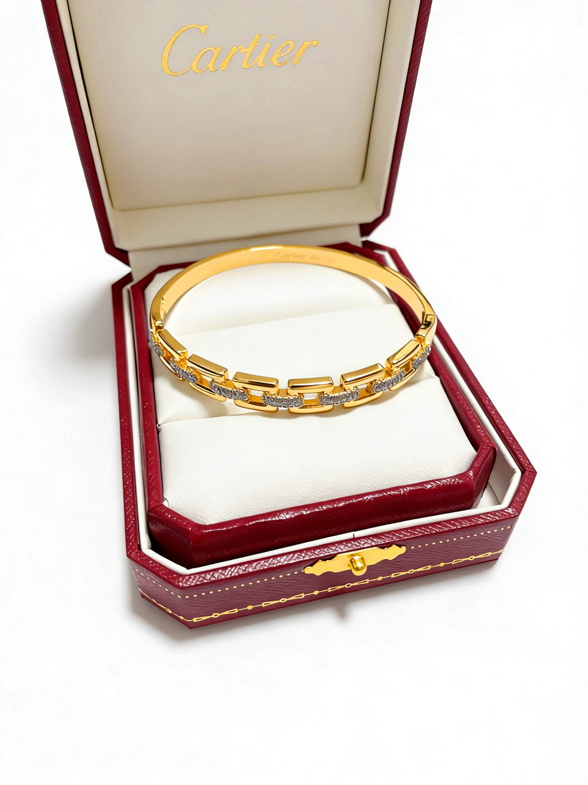 Sculptural Statement Bracelet in Gold-Tone – Design 165 side detail