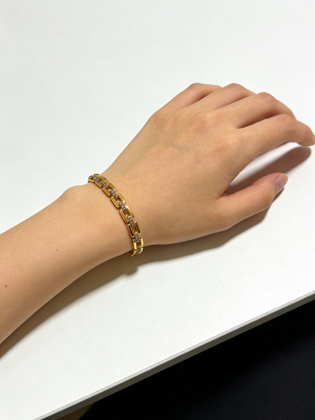 Sculptural Statement Bracelet in Gold-Tone – Design 192 front view