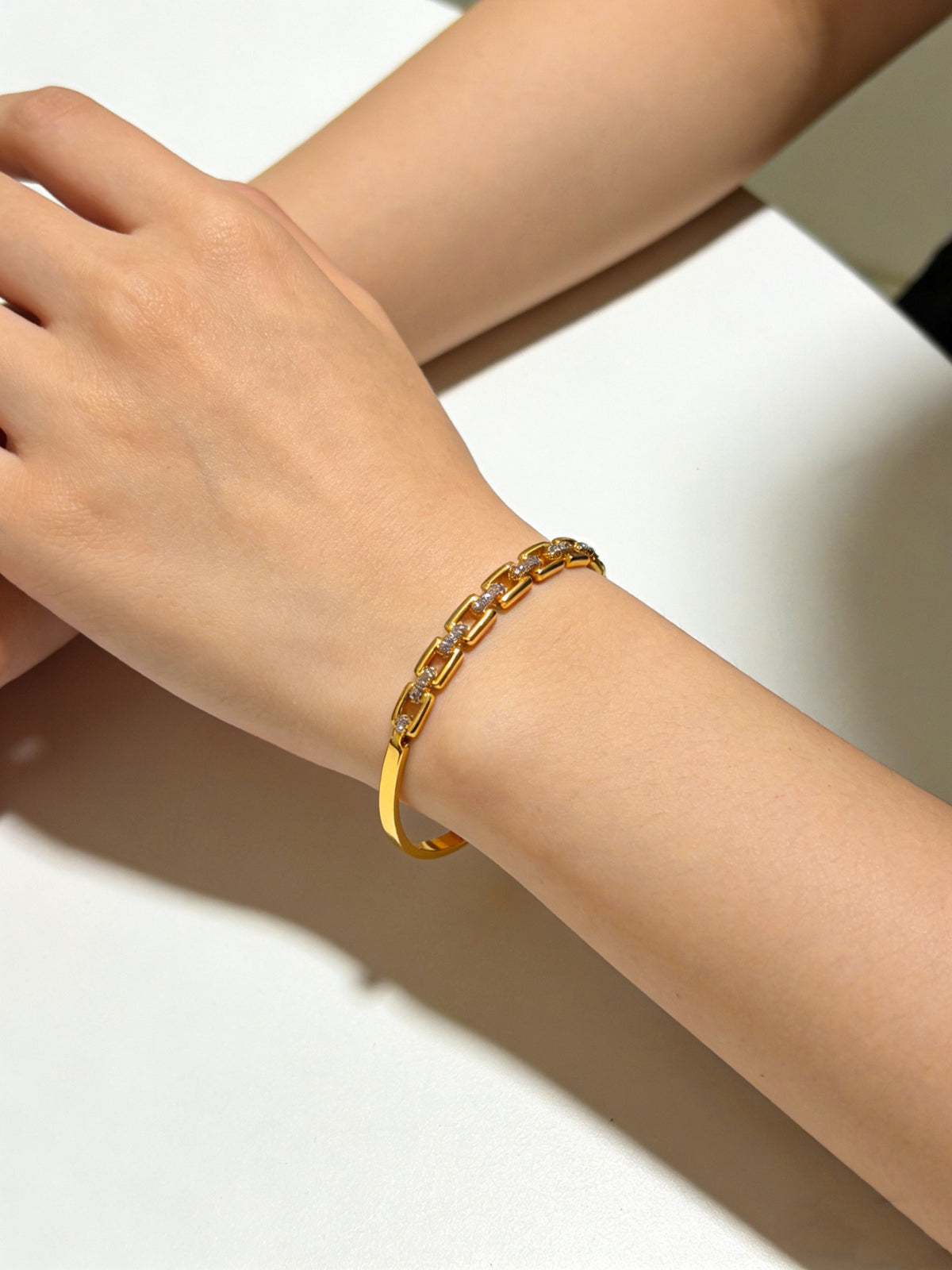 Sculptural Statement Bracelet in Gold-Tone – Design 192 detail view