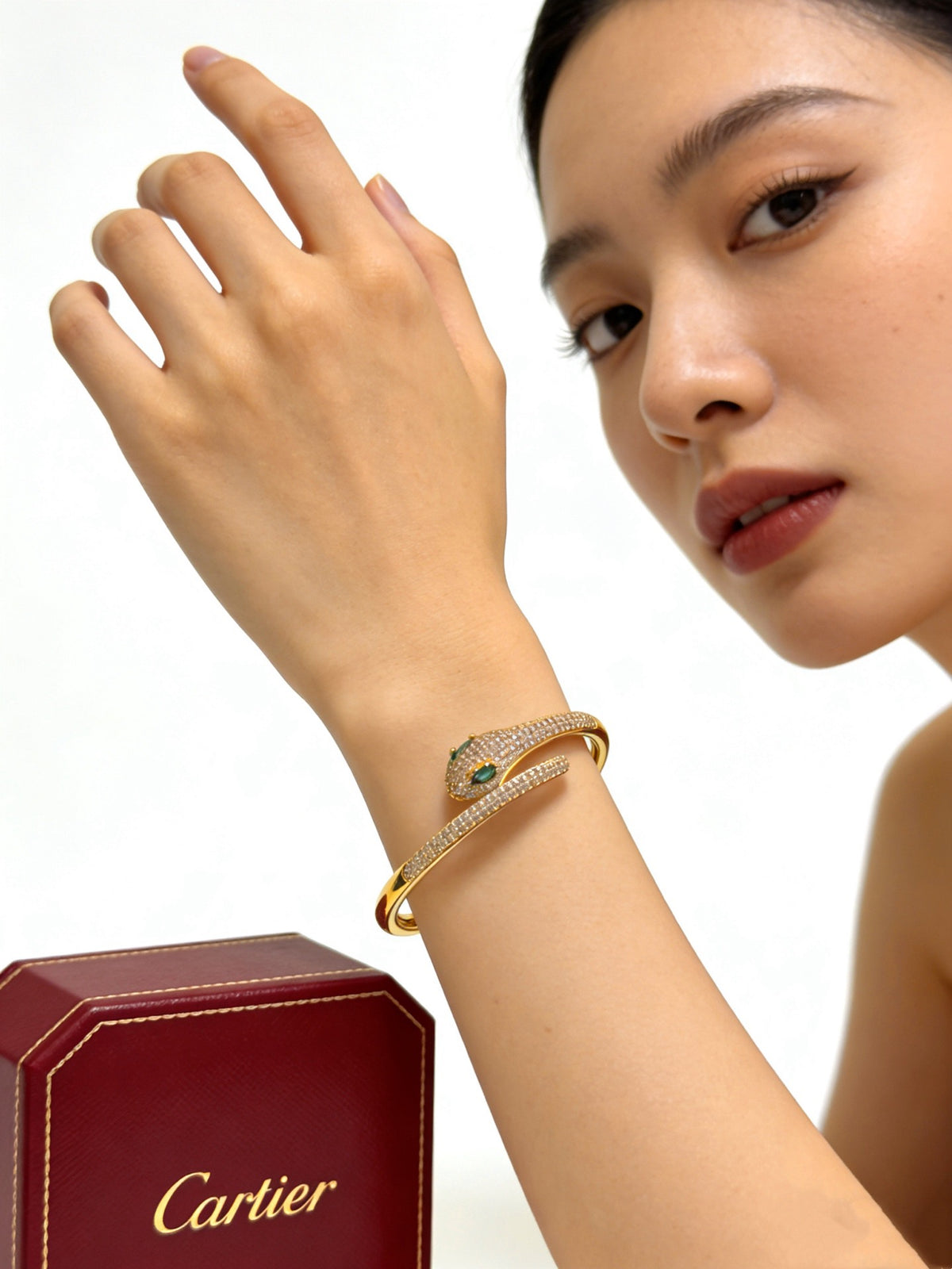 Sculptural Statement Bracelet in Gold-Tone – Design 190 front view