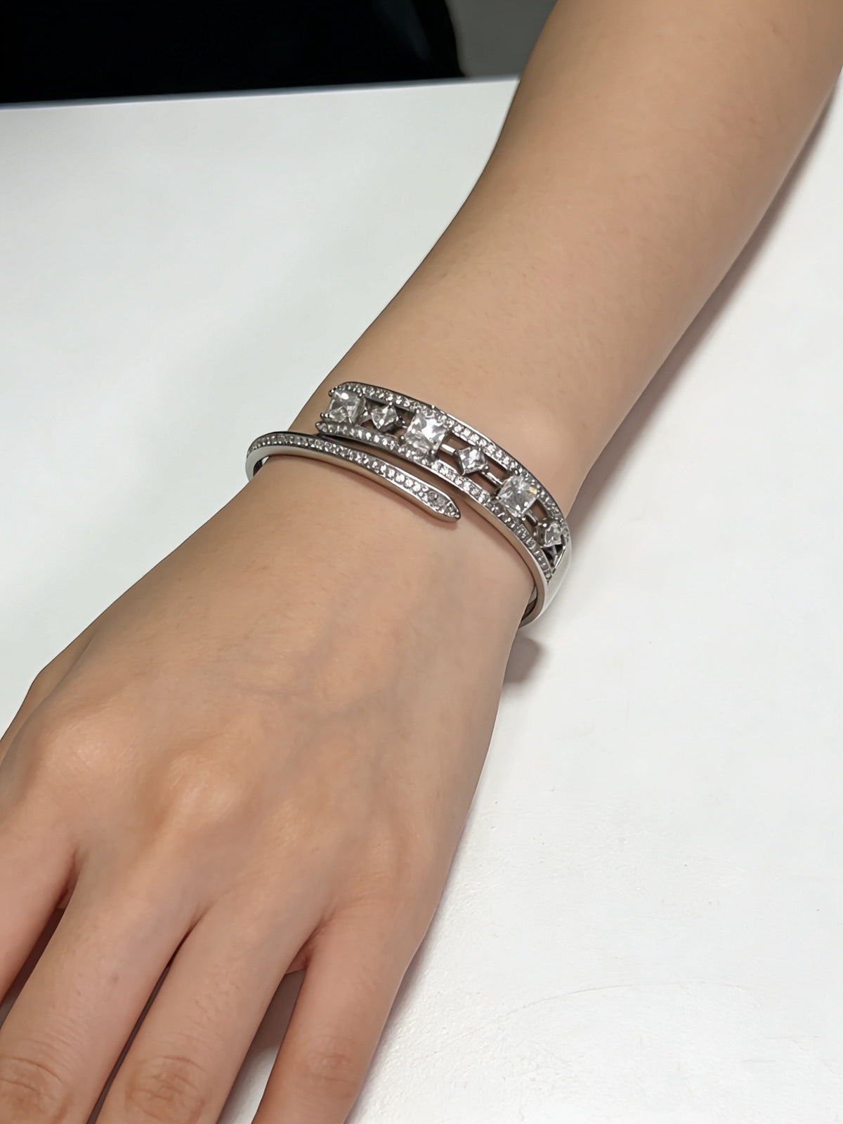 Sculptural Statement Bracelet in Gold-Tone – Design 162 styled view