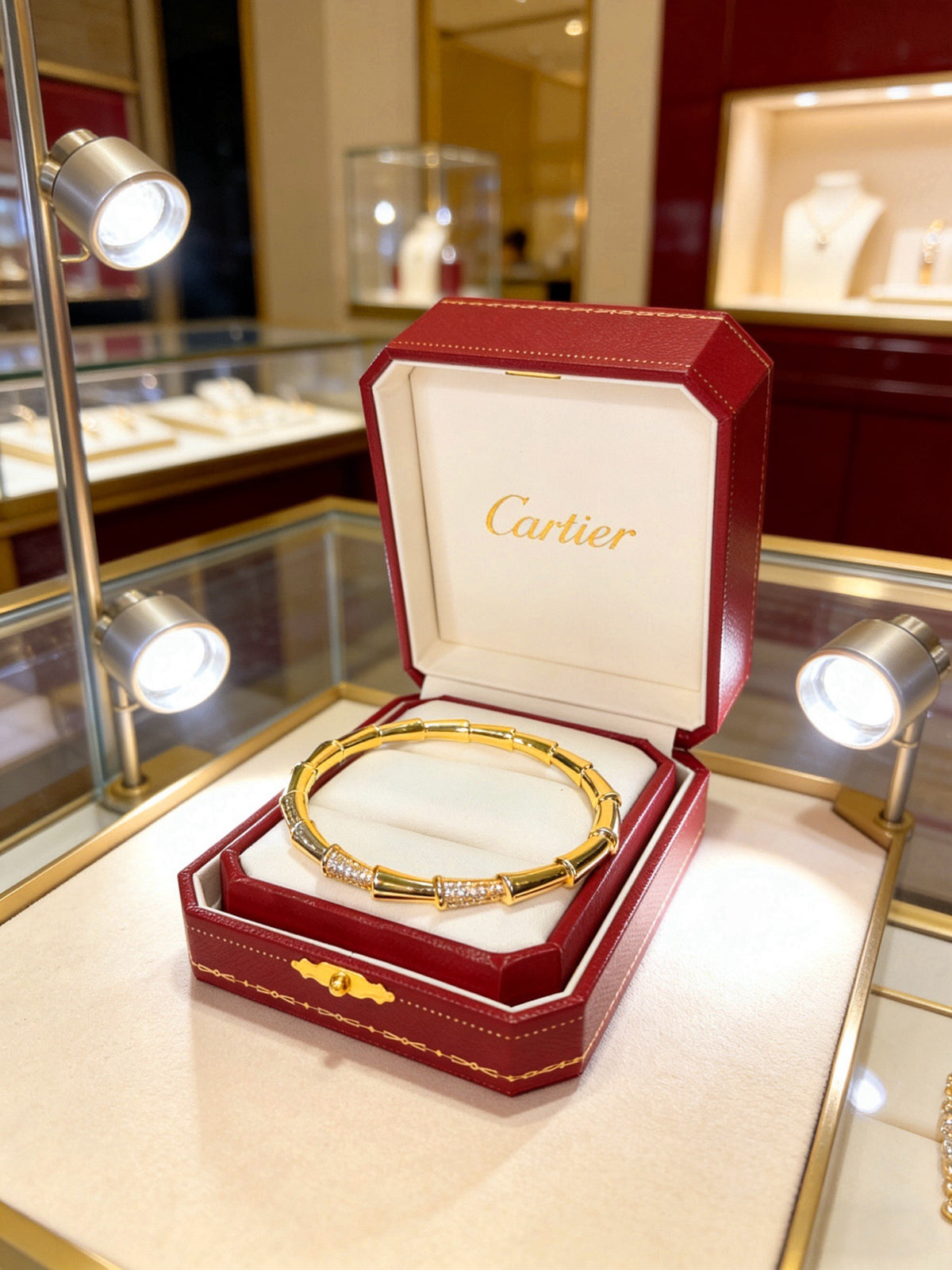 Sculptural Statement Bracelet in Gold-Tone – Design 160 detail view