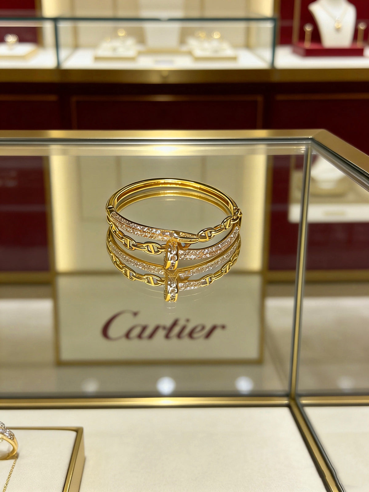 Sculptural Statement Bracelet in Gold-Tone – Design 186 front view