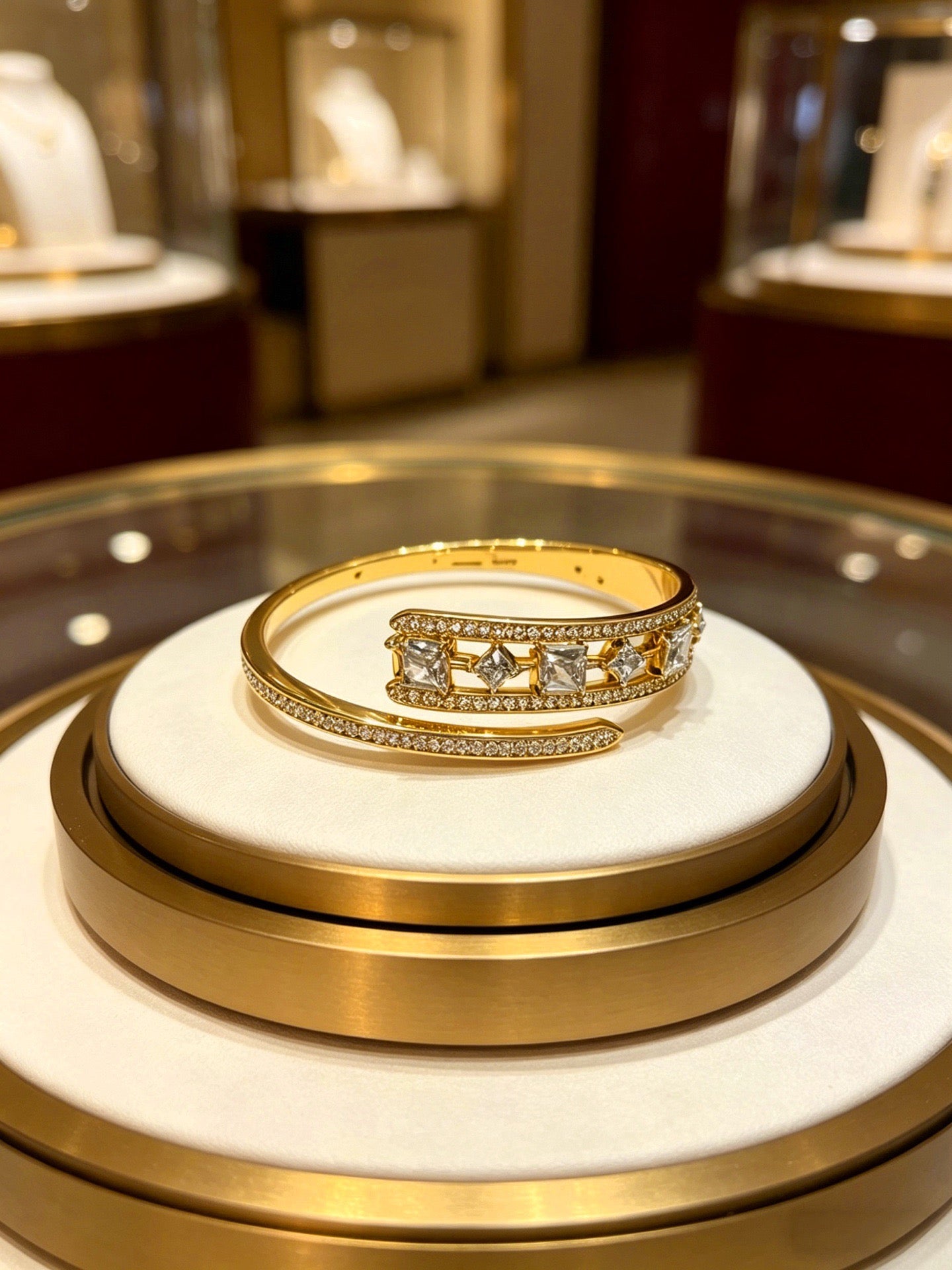 Sculptural Statement Bracelet in Gold-Tone – Design 158 close-up detail