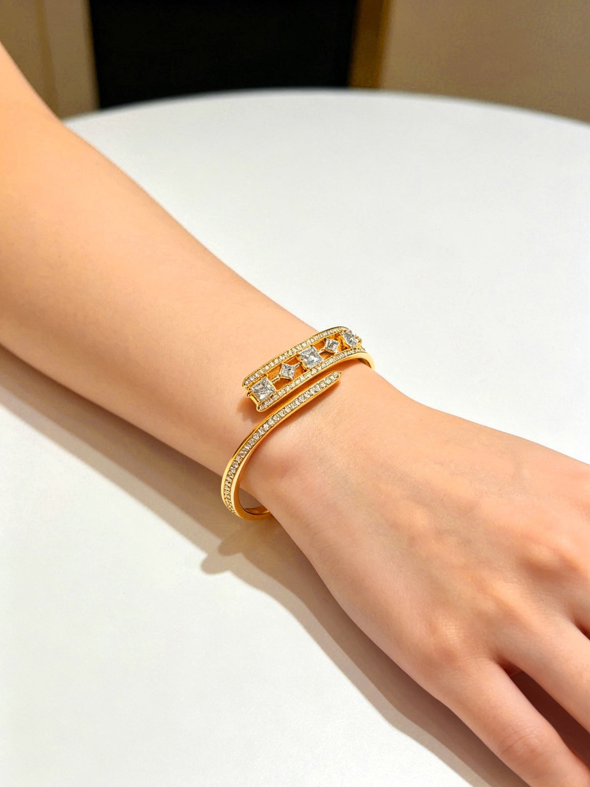Sculptural Statement Bracelet in Gold-Tone – Design 185 main product view