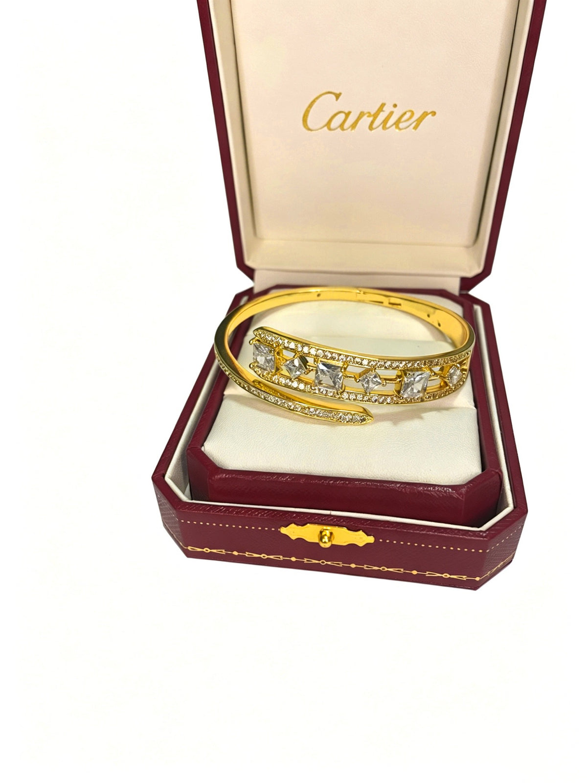 Sculptural Statement Bracelet in Gold-Tone – Design 158 front view