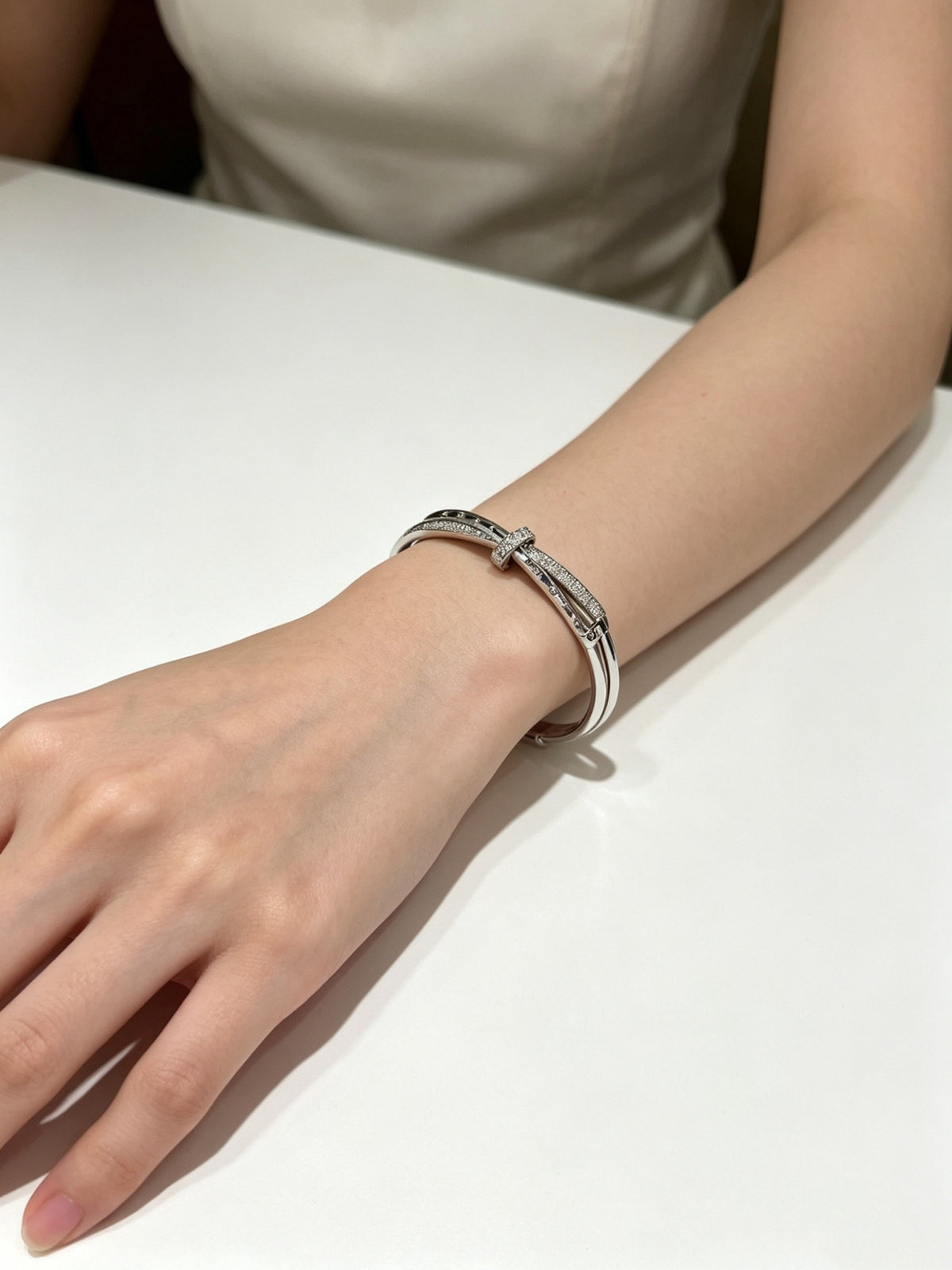 Sculptural Statement Bracelet in Gold-Tone – Design 157 styled view