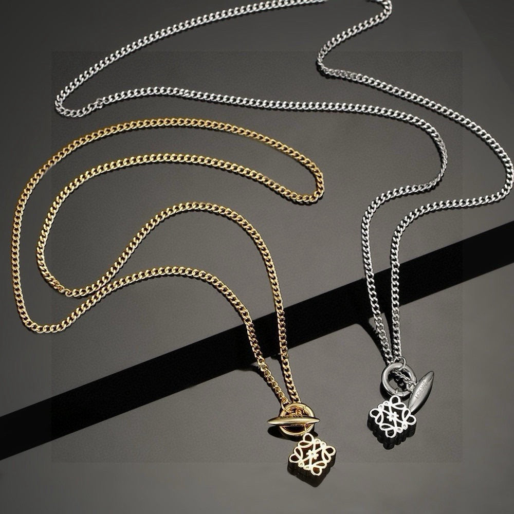 Floral Motif Pendant Necklace in Silver-Tone – Design 01 main product view