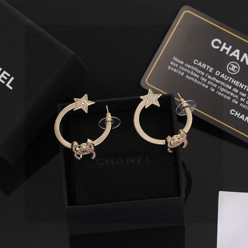 Signature Emblem Stud Earrings in Gold-Tone – Design 060 front product view
