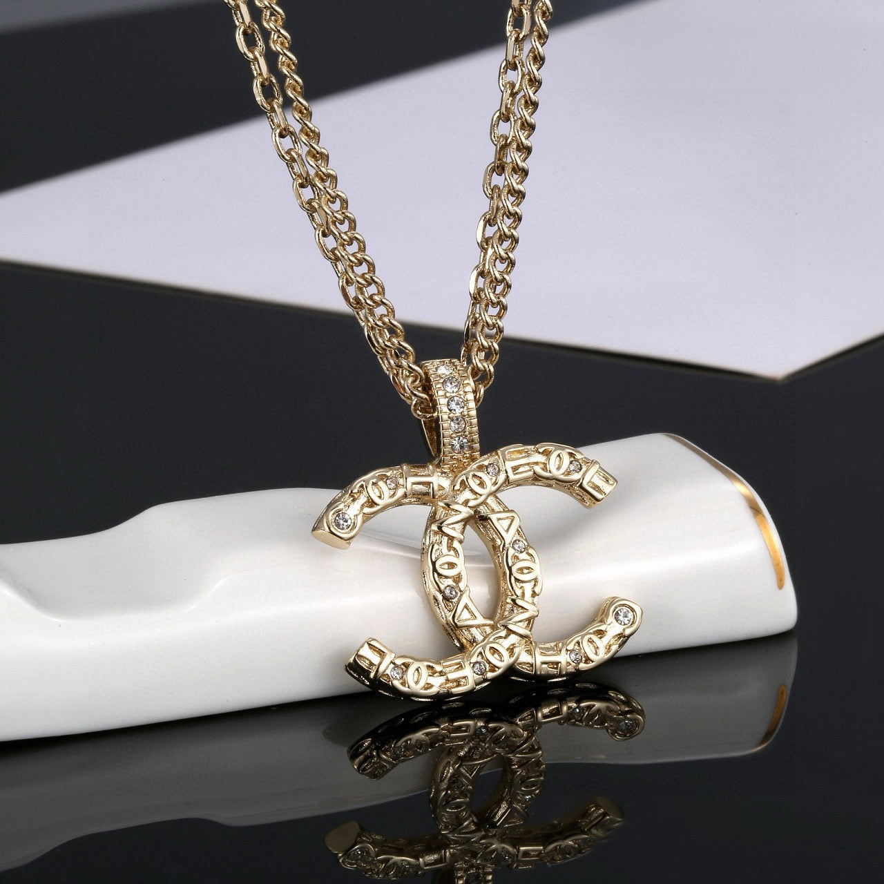 Signature Emblem Statement Ring in Polished Metal-Tone – Design 032 styled product view