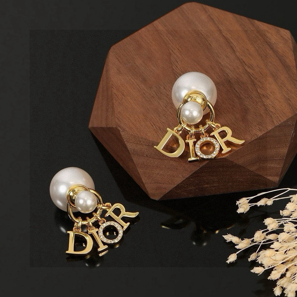 Pearl-Style Motif Statement Earrings in Silver-Tone with Pearl-Style Detail – Design 003 main product view