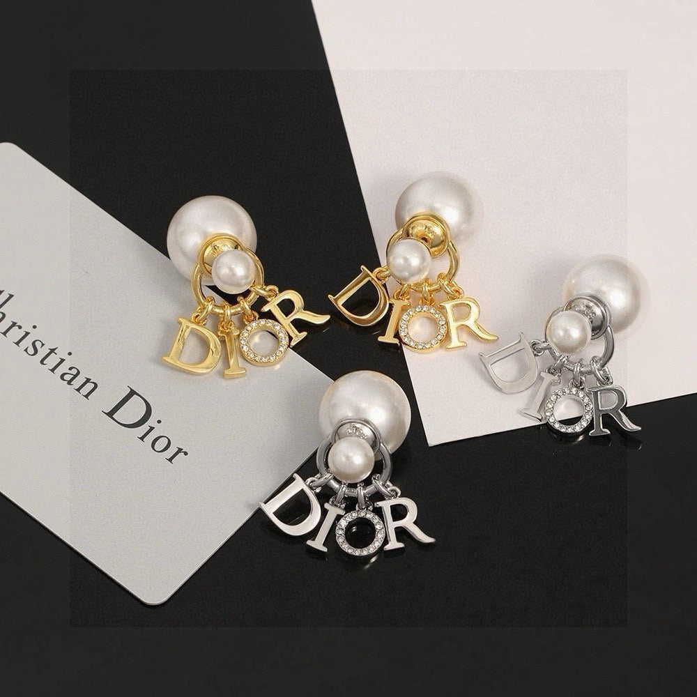 Pearl-Style Motif Statement Earrings in Silver-Tone with Pearl-Style Detail – Design 003 main product view