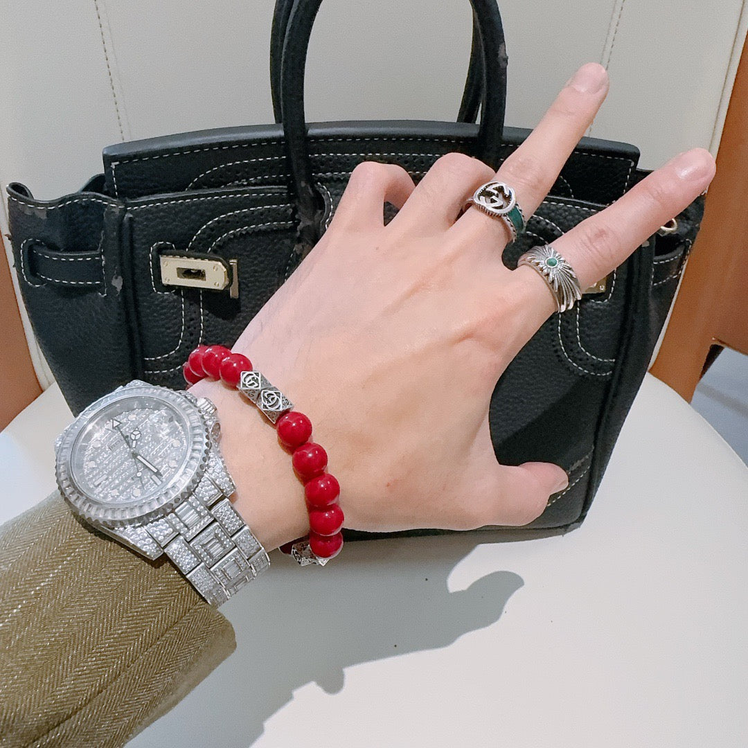Double-G Emblem Bracelet in Polished Metal-Tone – Design 009 styled product view
