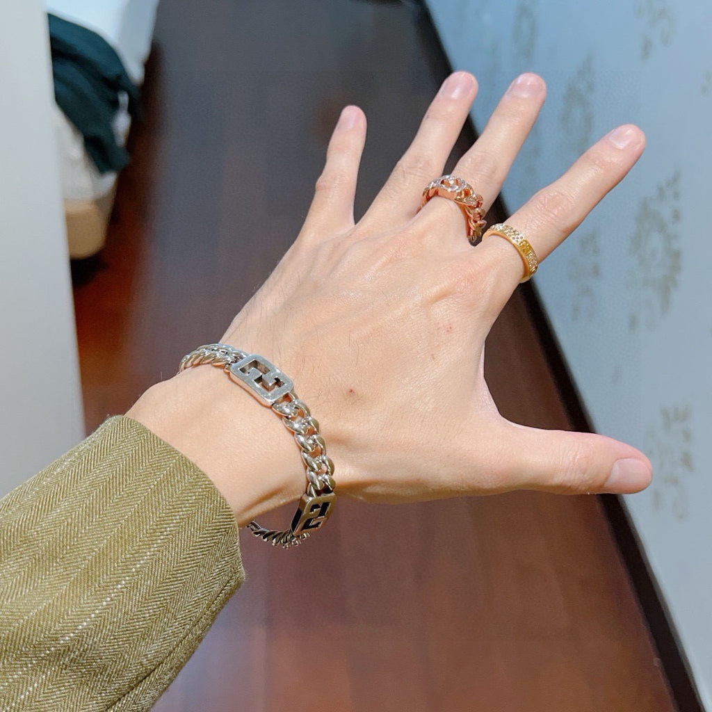 Geometric Emblem Bracelet in Polished Metal-Tone – Design 101 styled product view