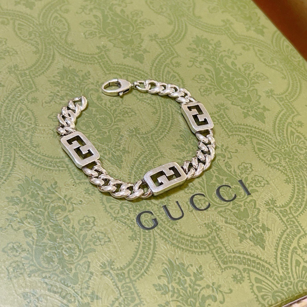 Geometric Emblem Bracelet in Polished Metal-Tone – Design 044 main product view