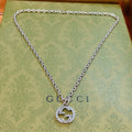 Double-G Emblem Pendant Necklace in Polished Metal-Tone – Design 098 main product view