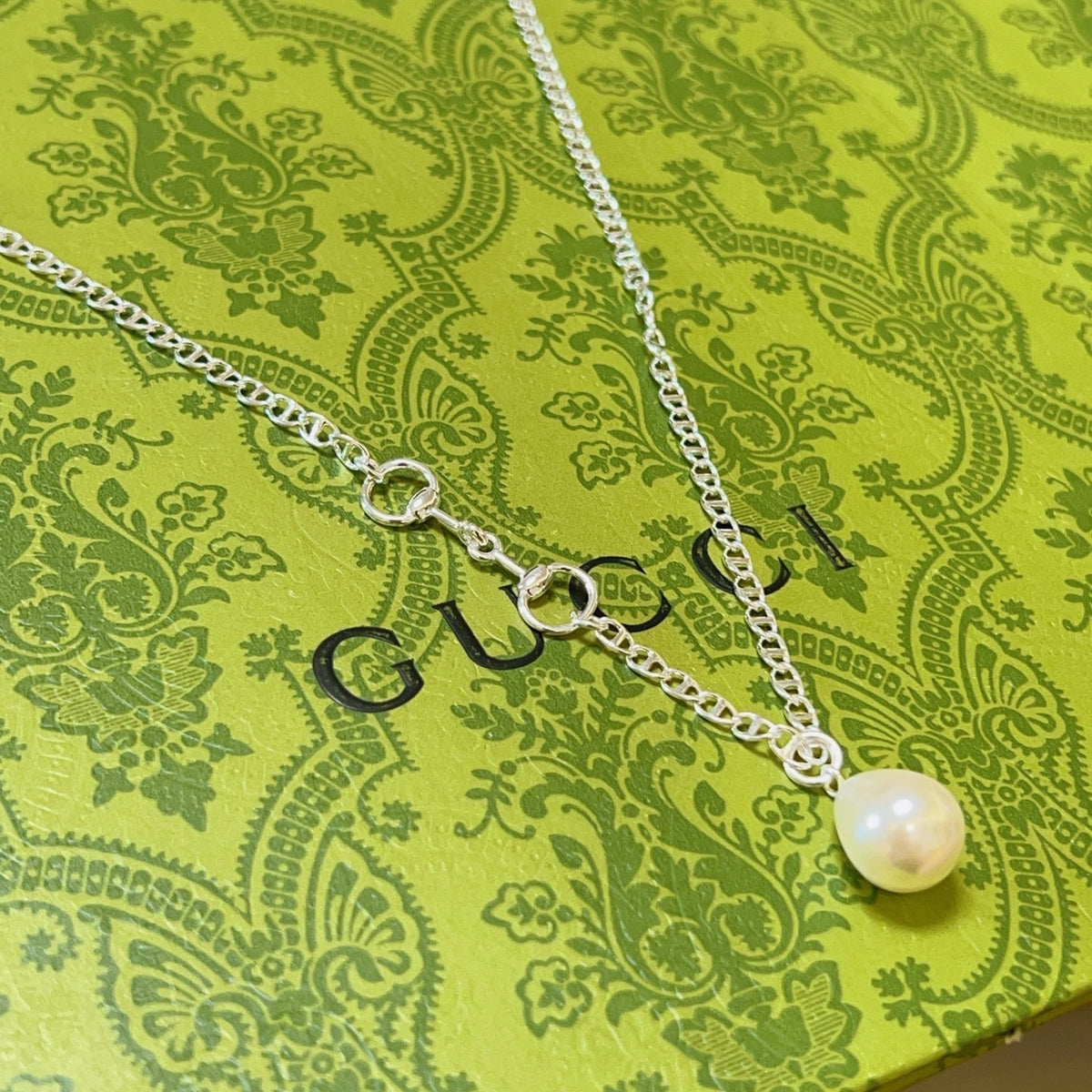 Double-G Emblem Pendant Necklace in Polished Metal-Tone – Design 196 main product view
