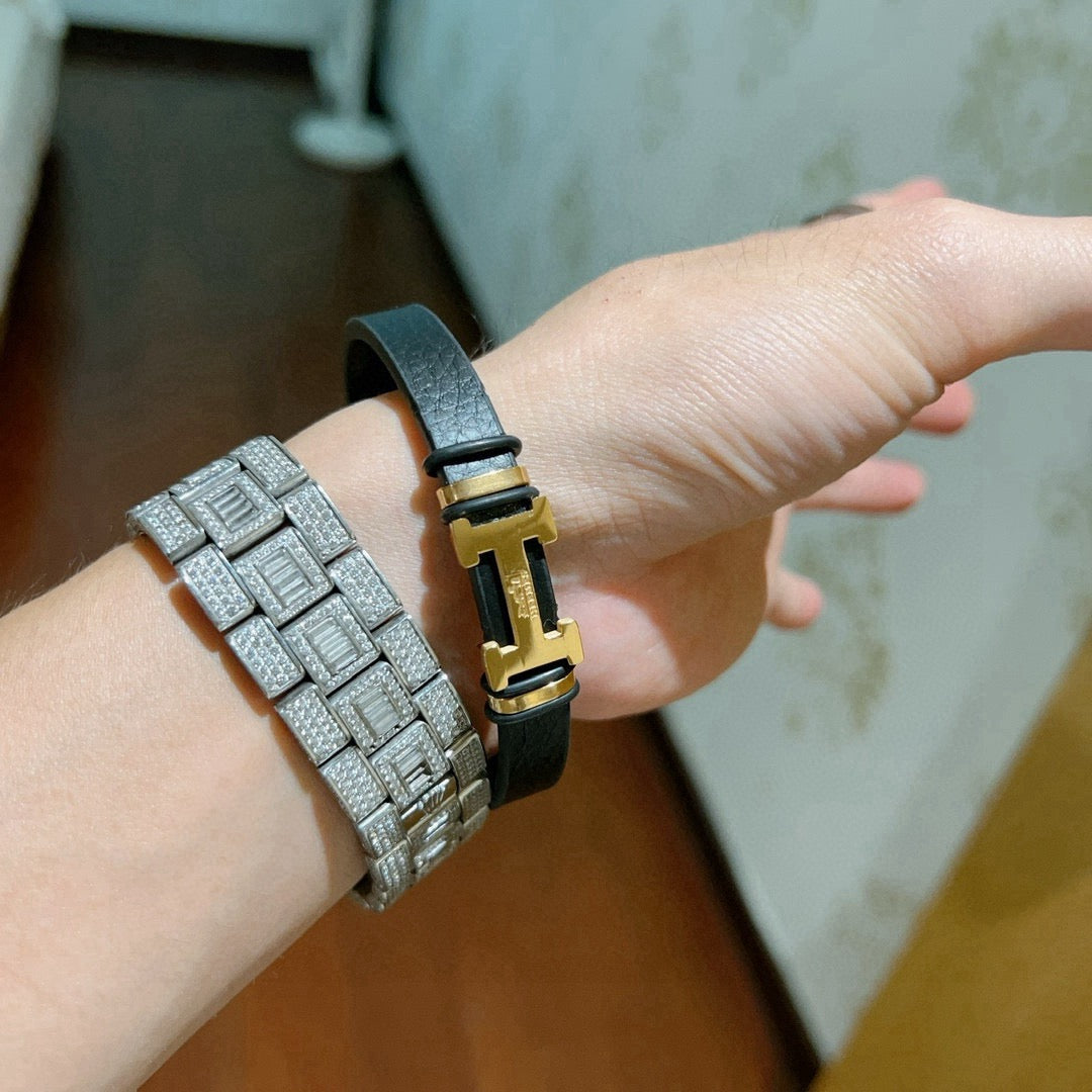 Horse Bangle in Polished Metal-Tone – Design 013 styled product view