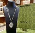 Double-G Emblem Pendant Necklace in Silver-Tone – Vintage Detail – Design 021 main product view