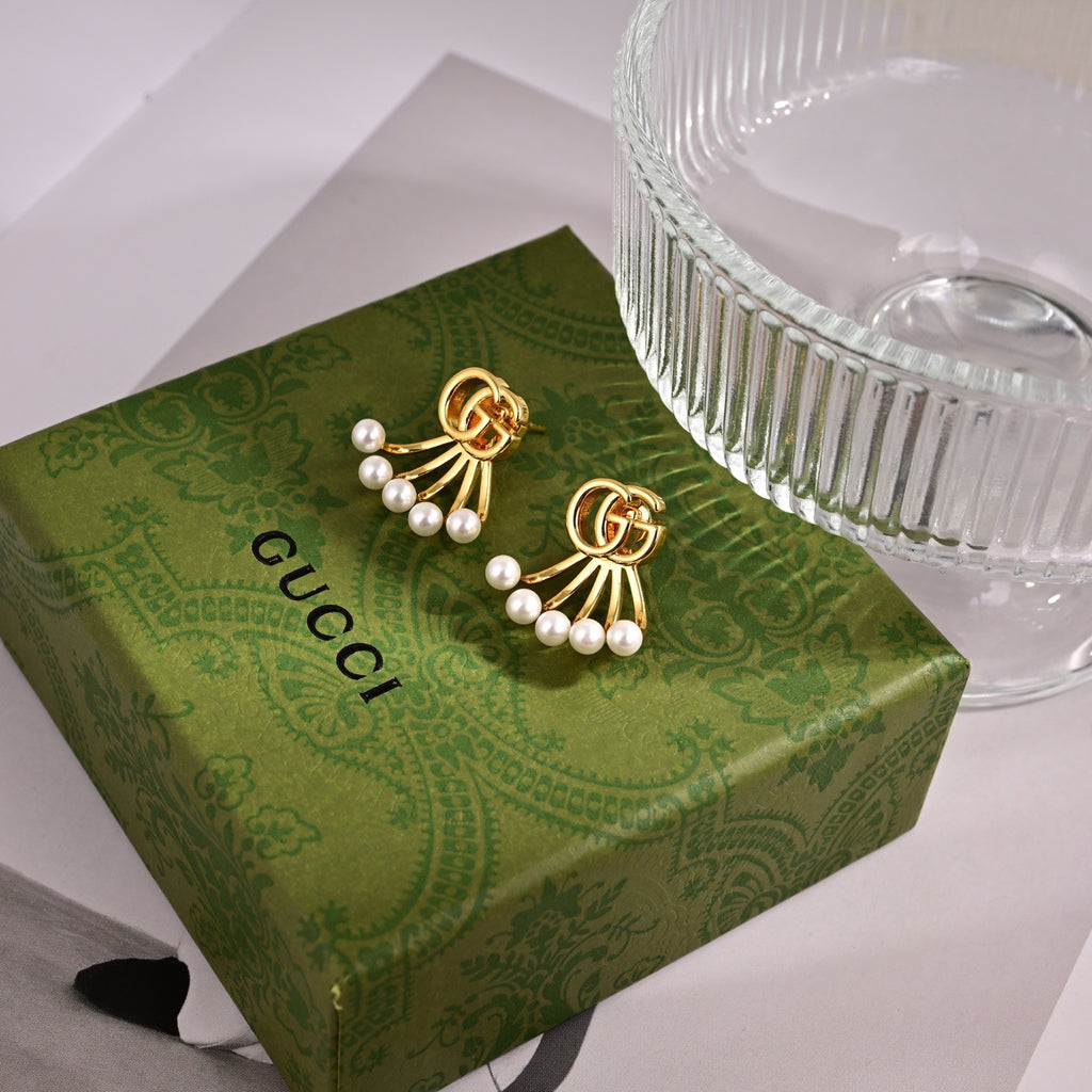 Geometric Emblem Stud Earrings in Polished Metal-Tone – Design 046 detail view