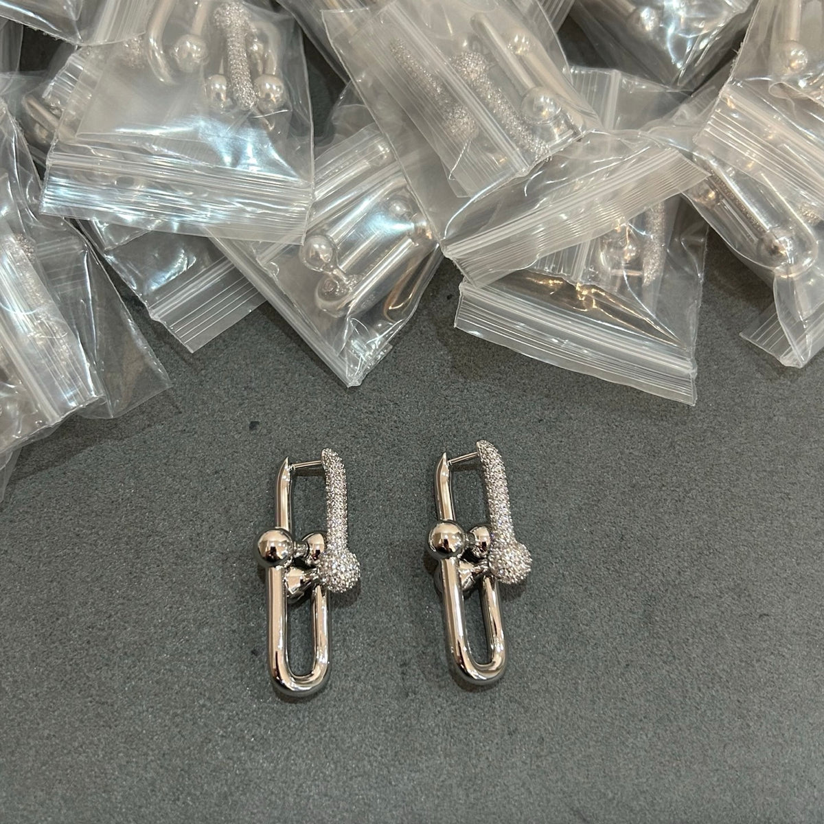 Signature Motif Statement Earrings in Polished Metal-Tone – Design 02 main product view
