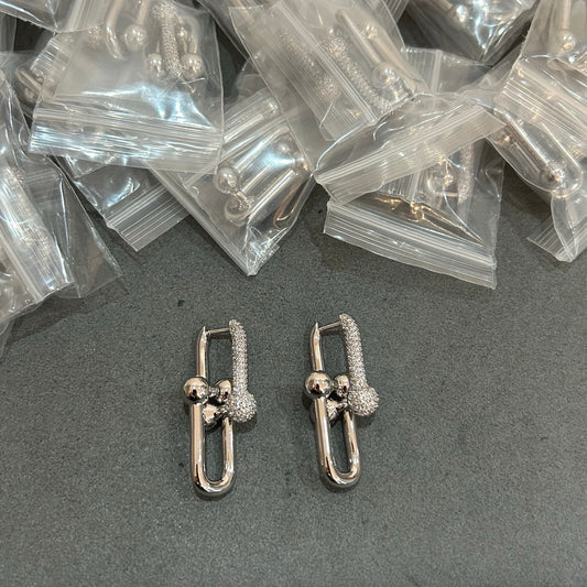 Signature Motif Statement Earrings in Polished Metal-Tone – Design 02 main product view