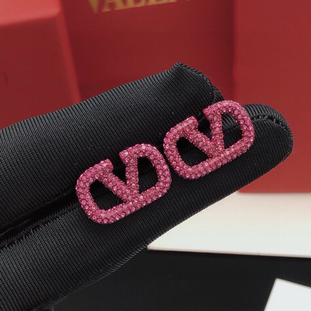 V Emblem Crystal-Accent Stud Earrings – Purple main product view