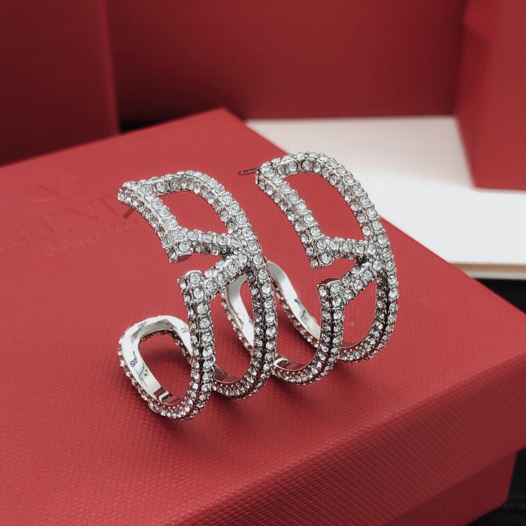 Moon Crystal-Accent Statement Earrings – Design 04 main product view