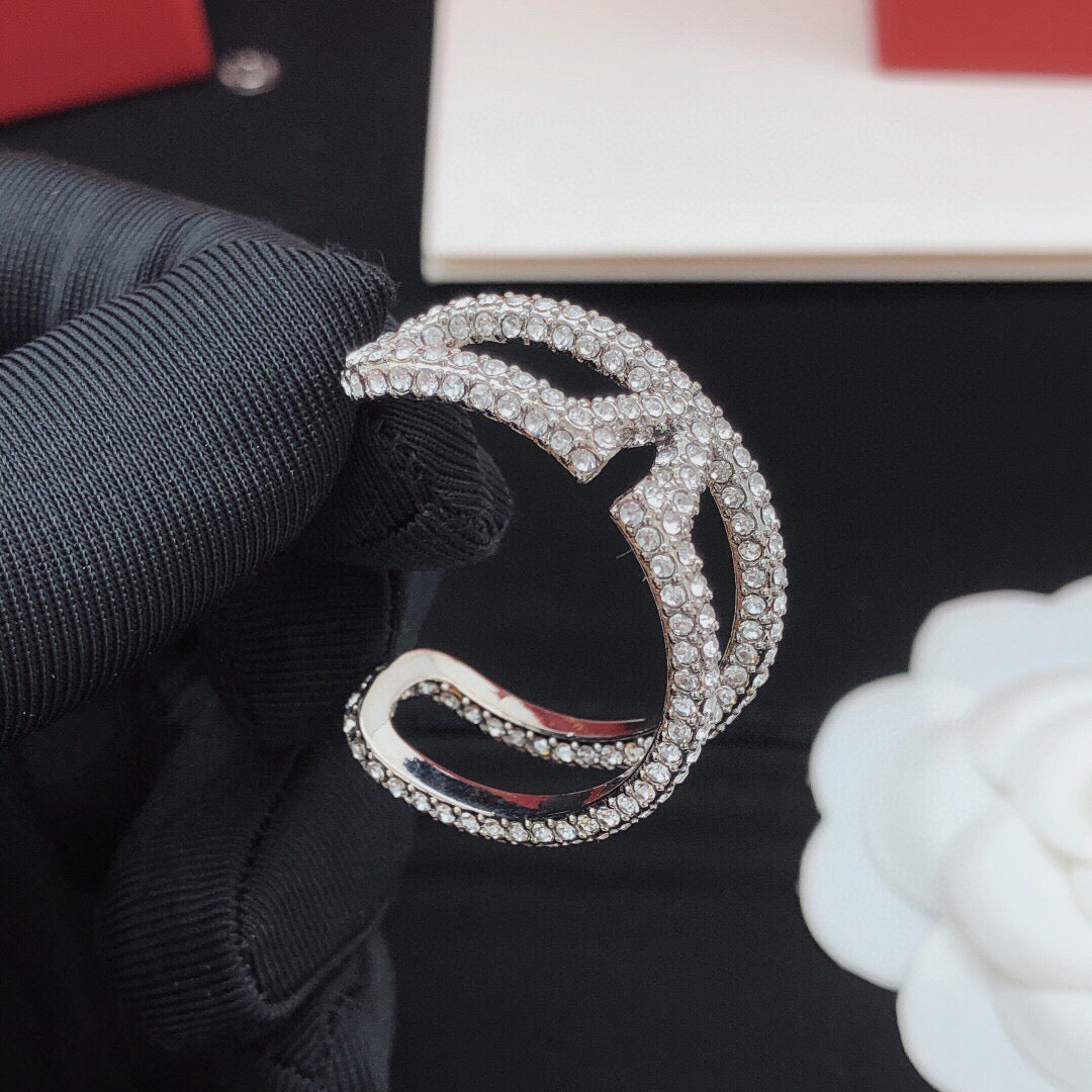 Moon Crystal-Accent Statement Earrings – Design 04 side detail