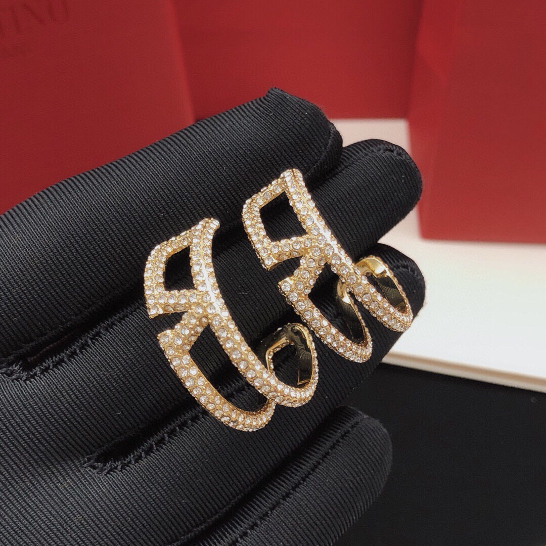Moon Crystal-Accent Statement Earrings – Design 03 detail view