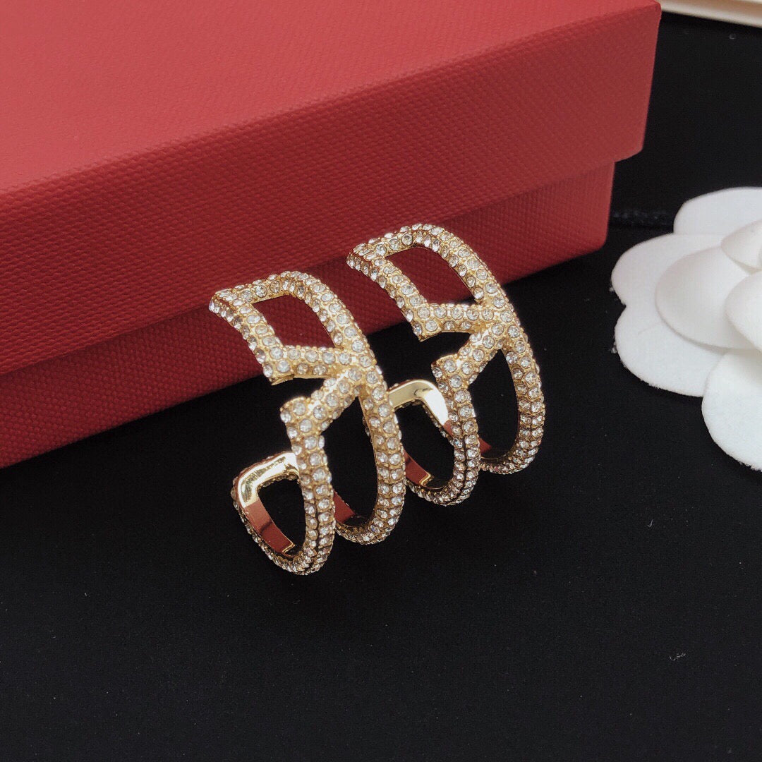 Moon Crystal-Accent Statement Earrings – Design 03 side detail