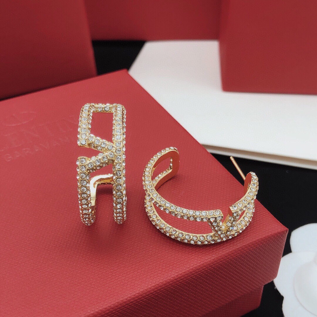 Moon Crystal-Accent Statement Earrings – Design 03 main product view