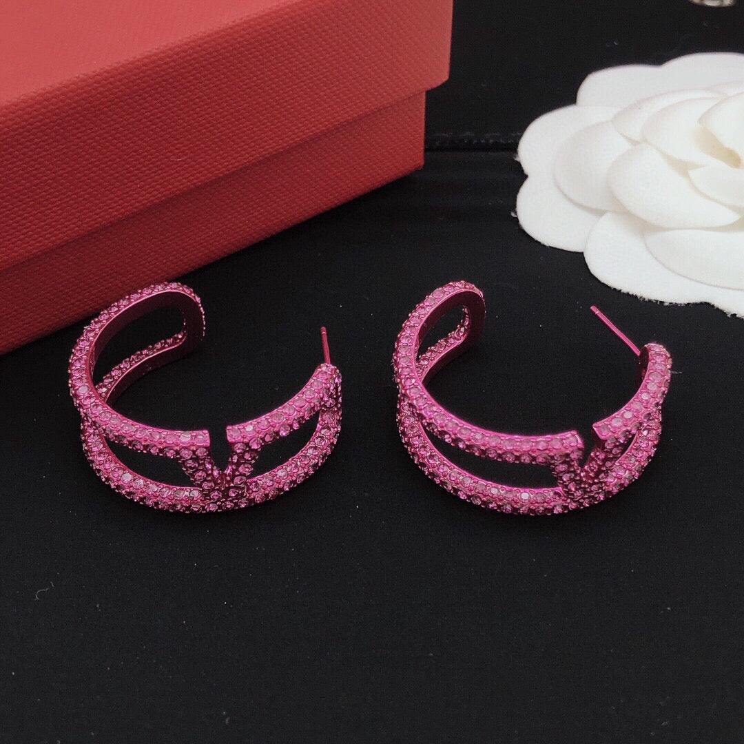 Moon Crystal-Accent Statement Earrings – Purple side detail