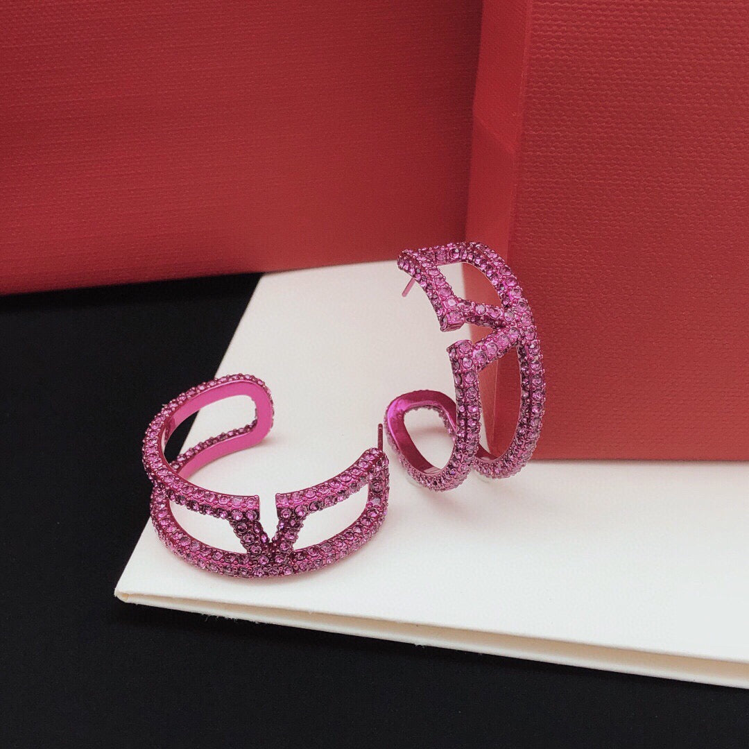 Moon Crystal-Accent Statement Earrings – Purple detail view