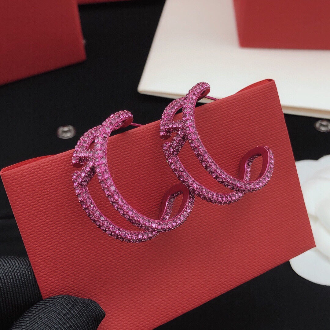 Moon Crystal-Accent Statement Earrings – Purple front view