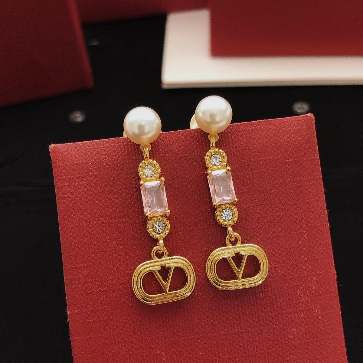 Signature Emblem Crystal-Accent Stud Earrings – Design 08 main product view