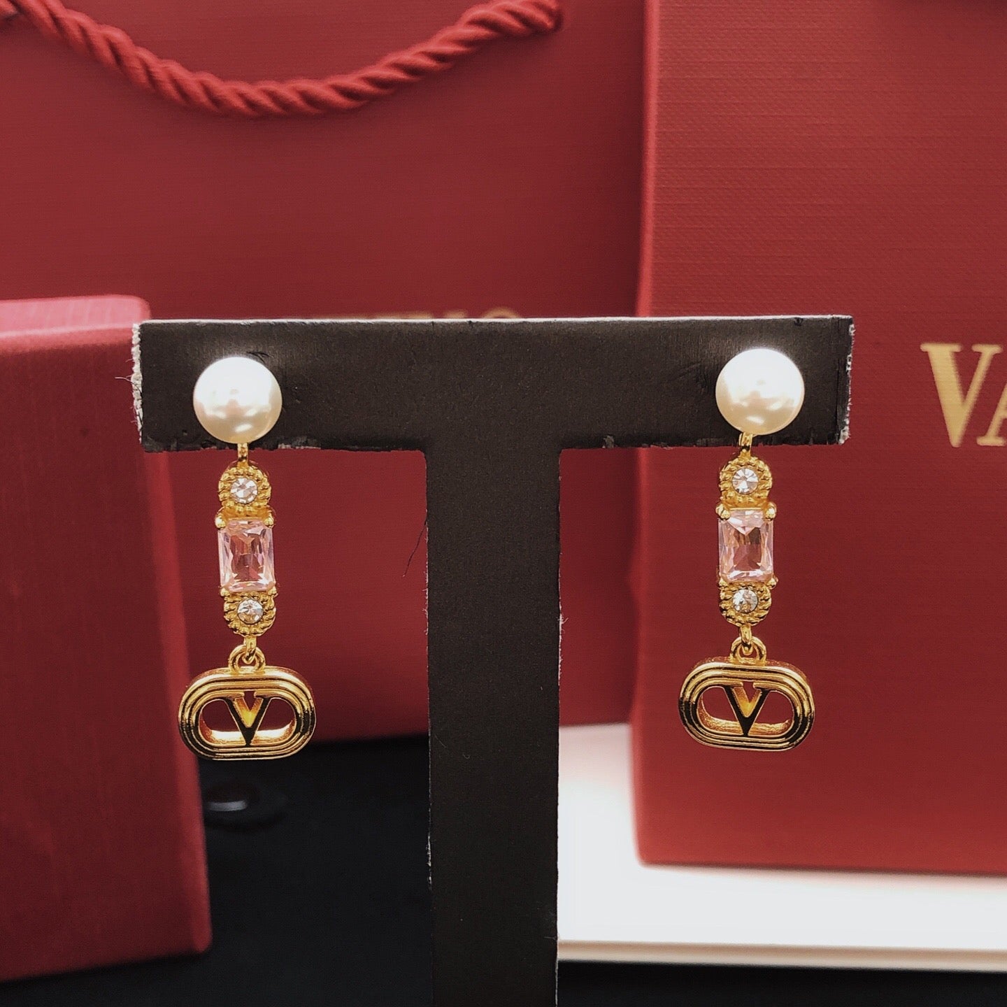 Signature Emblem Crystal-Accent Stud Earrings – Design 08 styled detail