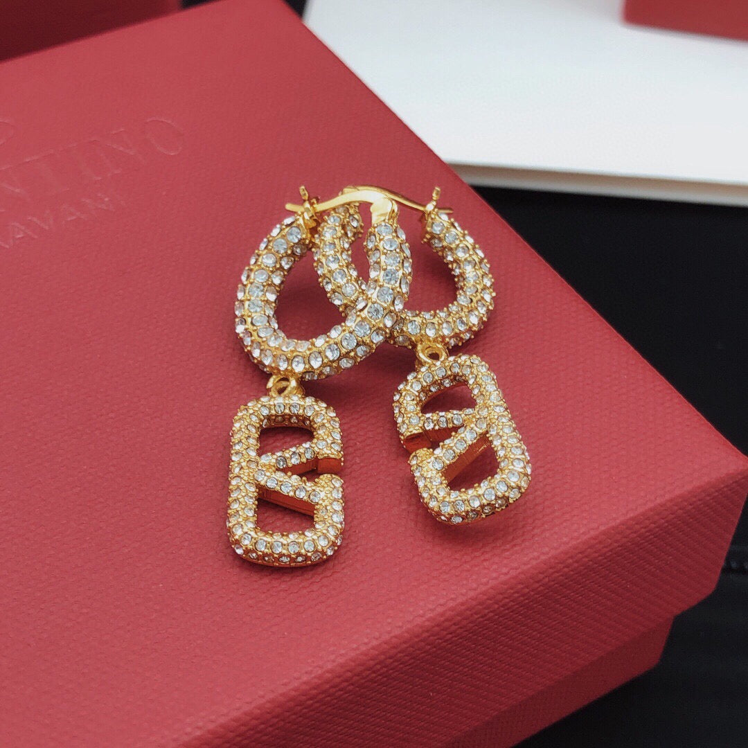 V Emblem Crystal-Accent Drop Earrings main product view