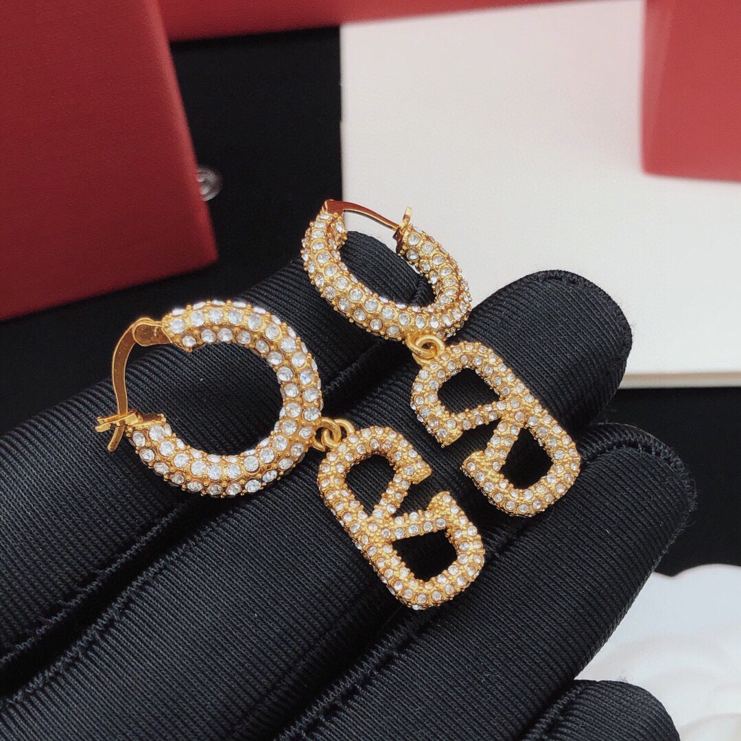 V Emblem Crystal-Accent Drop Earrings main product view