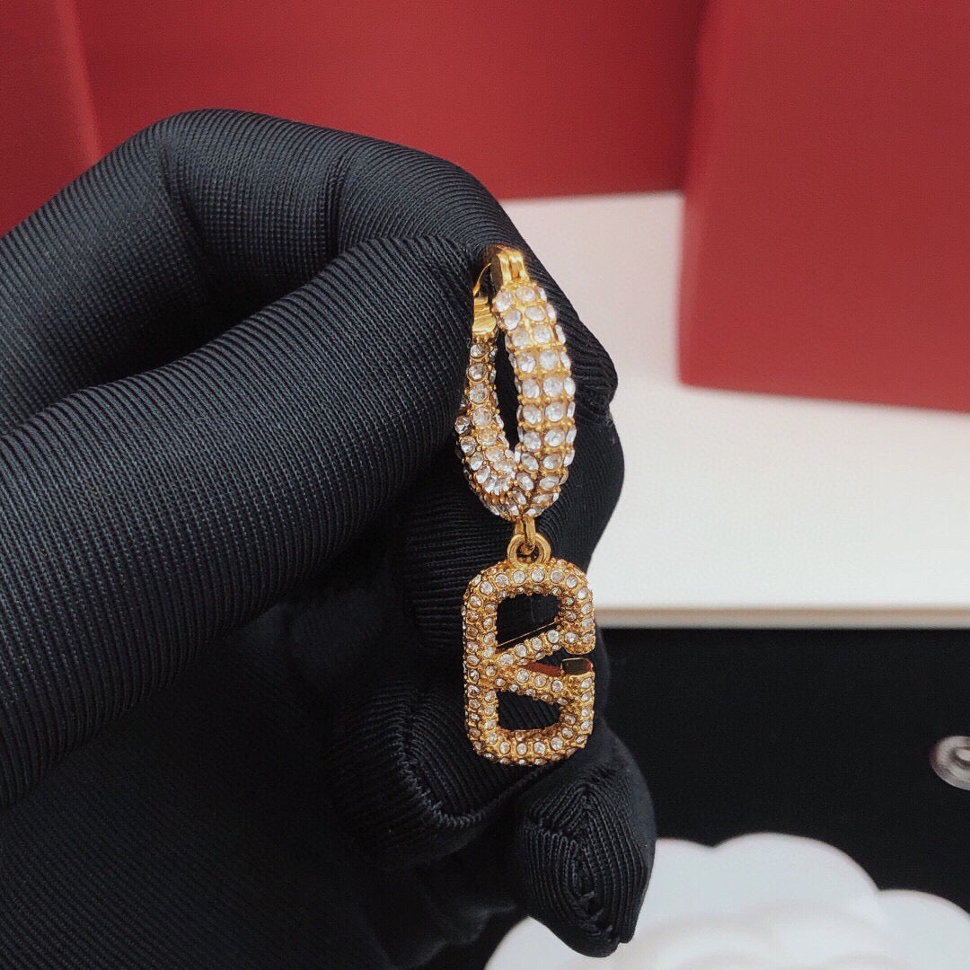 V Emblem Crystal-Accent Drop Earrings front view