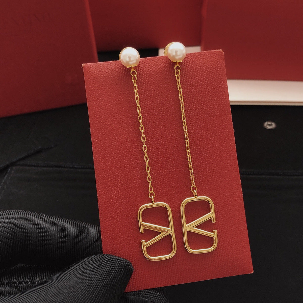Signature Emblem Stud Earrings in Gold-Tone – Design 05 main product view