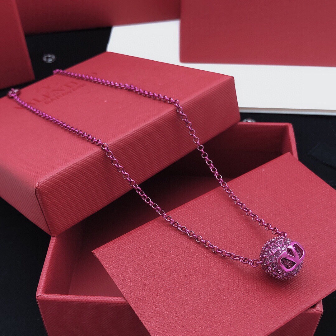 Signature Emblem Crystal-Accent Pendant Necklace – Purple detail view