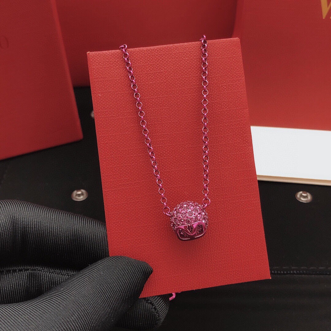 Signature Emblem Crystal-Accent Pendant Necklace – Purple side detail