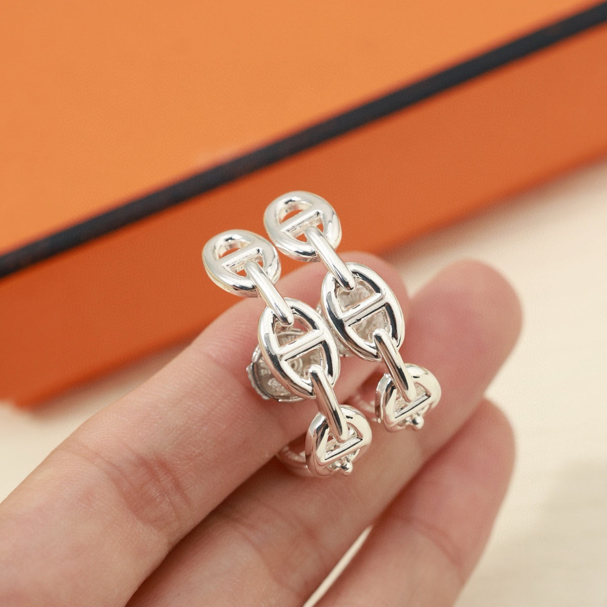 Toggle Stud Earrings in Polished Metal-Tone – Toggle Detail – Design 003 main product view